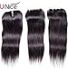 Unice Hair Malaysian Straight Virgin Human Hair Free Part 4X4 Lace Closure Natural Color (8inch, Free part)