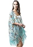 MissShorthair Women's Light Floral Print Chiffon Kimono Cardigan Coverup Blouse Tops