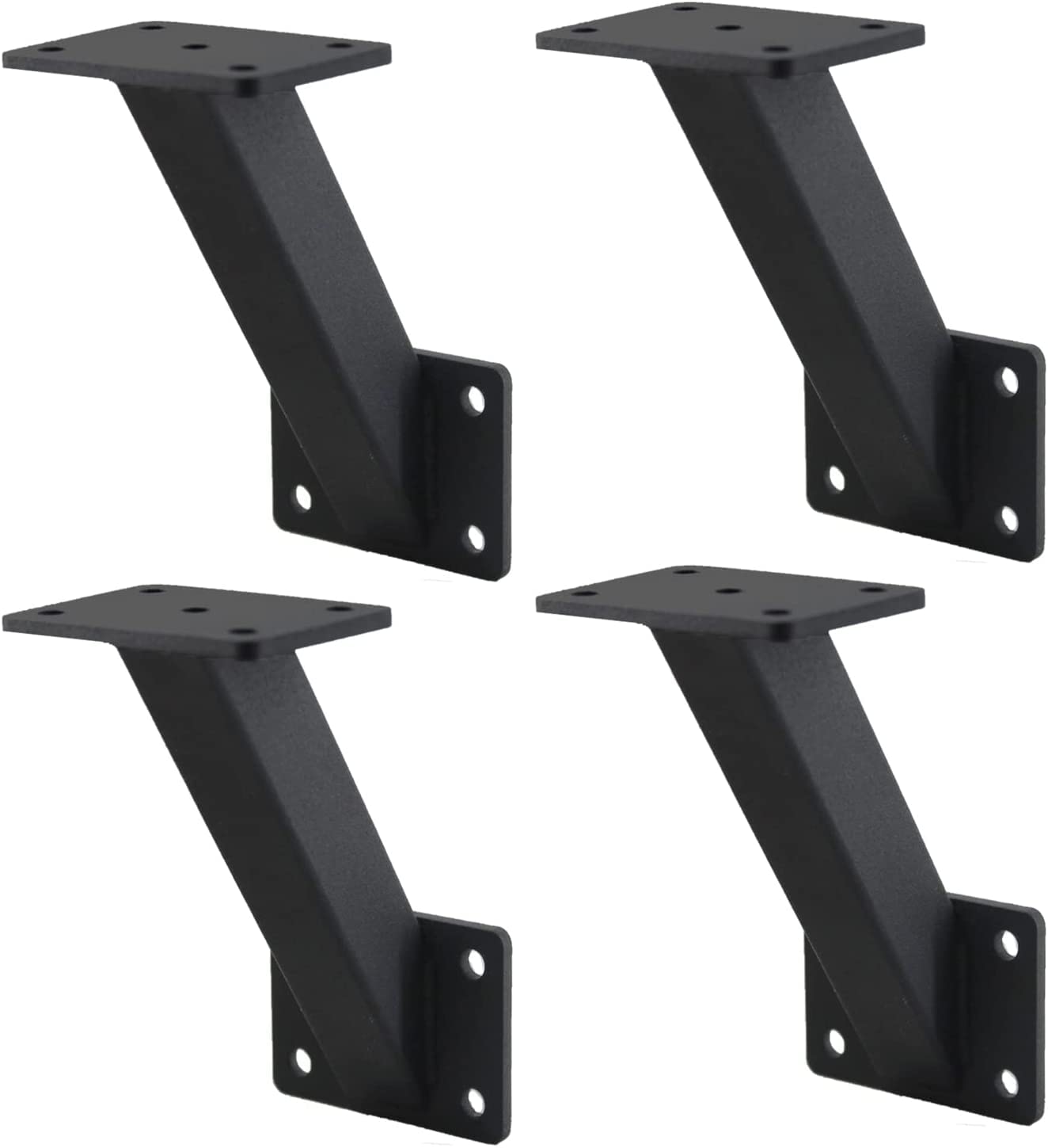 VANROUG Handrail Bracket Wall Mounted Heavy Duty Steel Metal Stair Railing Bracket,Staircase Railings Accessories Stairway Support DIY Hardware for Wood Railings (4)