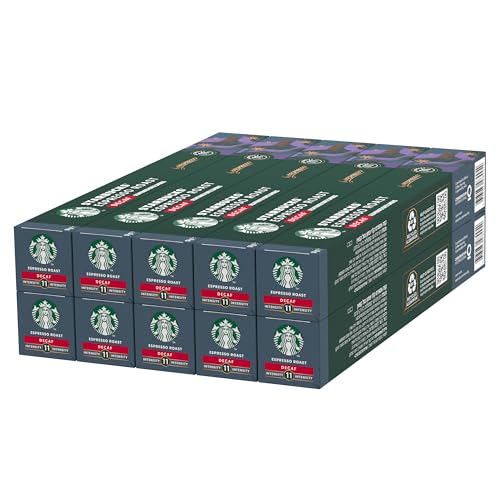STARBUCKS Decaf Espresso Roast by Nespresso Caffè Decaffeinato, 10 confezioni da 10 capsule (100 capsule compatibili Nespresso)
