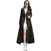 ebossy Women's Double Breasted Duster Trench Coat Slim Full Length Maxi Long Overcoat
