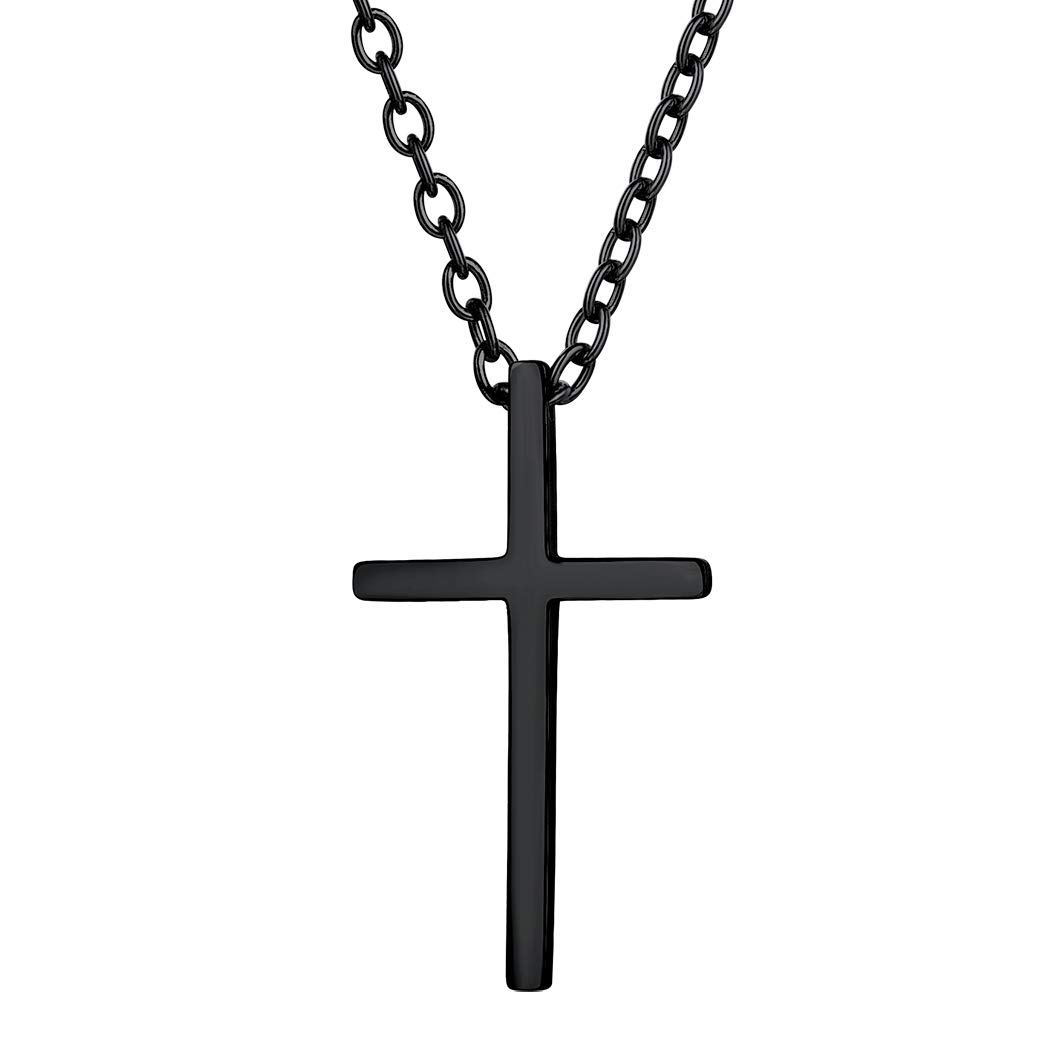 Richsteel Chunky Black Necklace Jesus Mens Jewellery Girls Crucifix Cool Pendant Cross Chain For Men