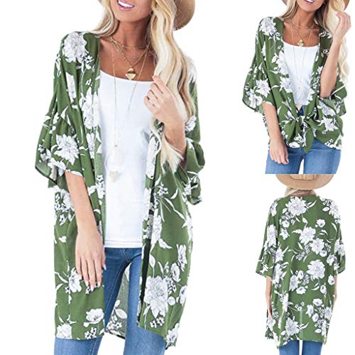 Farmerl Womens Loose Cardigan Ladies Floral Ruffles Long Blouse Tops Outwear-New