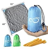 Live Infinitely Sand Free Compact Outdoor Beach Blanket- 55” x 60” Pocket Sized Mat – Ideal for Festivals & Hiking- Quick Drying Nylon- Weightable Pockets +