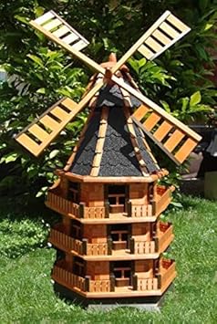 BTV MEGA XXXL Windmühle, gartenwindmühlen, windmühlen Garten, WMB200at-OS ohne o. mit Solarbeleuchtung für Außen 2,00 m groß 