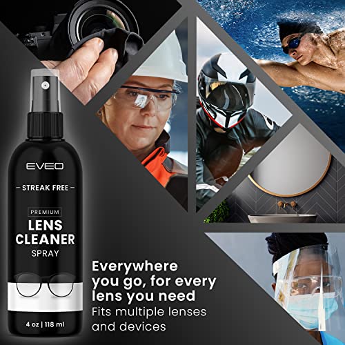 EVEO Eyeglass Cleaner Spray No Streaks Technology with Microfiber Cleaning Cloth Glasses