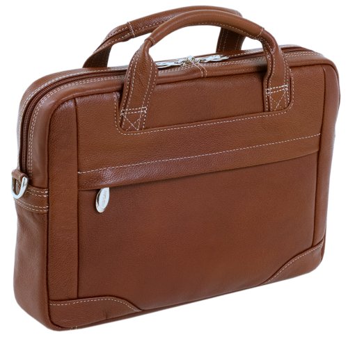 Stylish Laptop Briefcase, Leather, Mid-Size, Brown - BRONZEVILLE | McKlein - 15484