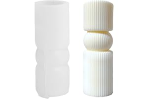 TOPYS Column Ribbed Pillar Aesthetic Molds, Striped Cylindrical Candle Mold, Ribbed Twist Geometric Abstract Decorative Striped Silicone Mold for Crafts Aromatherapy Candle Handmade Soap Making(5.39")