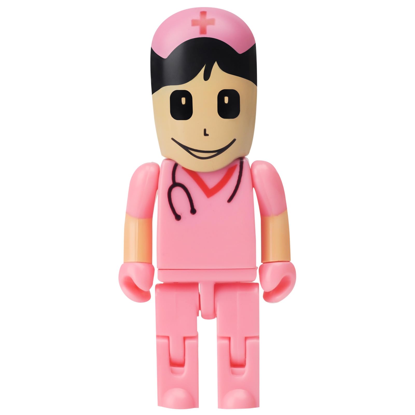 USB Flash Drive 32GB Cartoon Nurse Model USB Drives USB 2.0 Memory Stick Thumb Drive for External Data Storage, Pink