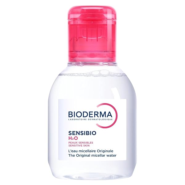 BIODERMA SENSIBIO H2O, MICELLAR WATER, TRAVEL SIZE MAKEUP REMOVER CLEANSER, GENTLE FOR SKIN, FRAGRANCE-FREE & ALCOHOL-FREE, GENTLE FACE CLEANSER FOR SENSITIVE SKIN, 3.4 FL OZ
