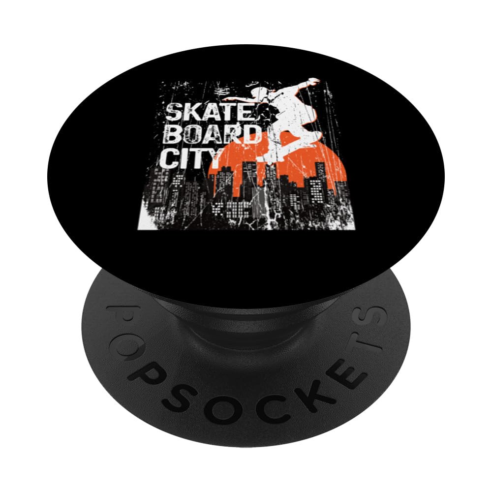 Skateboard City, s Retro Grunge s Skate Boarder's PopSockets Swappable PopGrip