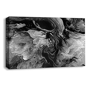 Canvas Wall Art Abstract Black and White Painting Artwork for Home Prints Framed - 12x18 inches