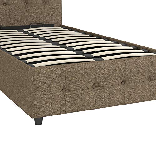 DHP Cambridge Upholstered Faux Leather Platform Bed with Wooden Slat