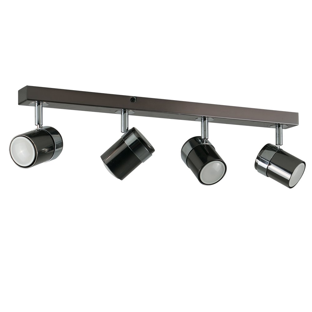 MiniSun | Modern 4 Way Ceiling Spotlight Fitting in a Black Chrome Finish | Ceiling Spots, Home Décor & Improvement Essential | Mains Wired