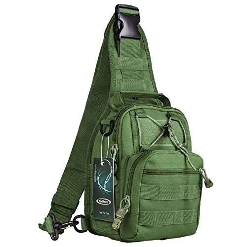 G4Free Outdoor Tactical Backpack,Military Sport Pack Shoulder Backpack for Camping, Hiking, Trekking,Rover Sling Pack Chest Pack(Army Green)