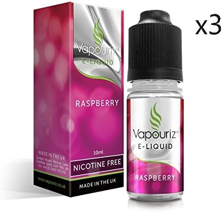 Vapouriz Premium E Liquid x3 10ml (TRIPPLE PACK) Zero 0% Nicotine Mix Flavours (Raspberry)