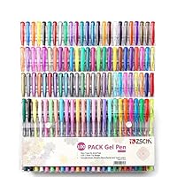 ZSCM 100 Unique Colors Gel Pens Set With Case for Adult Coloring Books Drawing Art Markers (100 Colors)