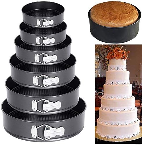 BLEQYS® Set 6 PcsTeflon Coated Spring Form Cake Mould Pan Set, Baking Tray, Removable Cake Mould