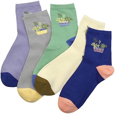 BLACOCO Cute Women's Plant Patterned Crew Sock Knit Cotton Casual Ankle Socks