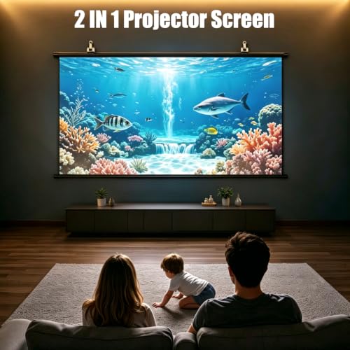 Projektor-Leinwand mit Ständer, 120"(266 x 148 cm) 16:9 4K HD Faltbare Waschbare Beamer Leinwand mit Stativ, 2-in-1 Wandmontage & freistehende Outdoor-Filmleinwand für Heimkino, Hinterhof, Camping