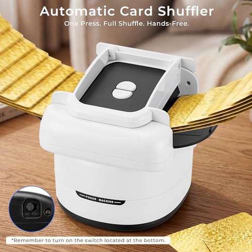 TINYLENS Automatic Card Shuffler for 1-4 Decks, Rechargeable, Large Capacity, Low Noise & Portable, for Poker, Blackjack, UNO and More, Includes 2 Golden Decks