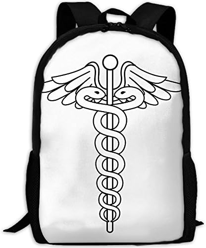 Caduceus Staff Of Hermes Adult Backpack College Daypack Oxford Bag Unisex Business Travel Sports Bag