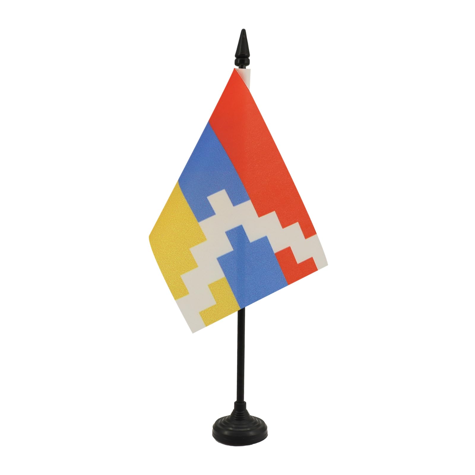 AZ FLAG - Nagorno-Karabakh Table Flag 4'' x 6'' - Karabakh Office Mini Banner 100% Polyester 15 x 10 cm - Mini Desk Flag with 10'' Pole and Black Plastic Base