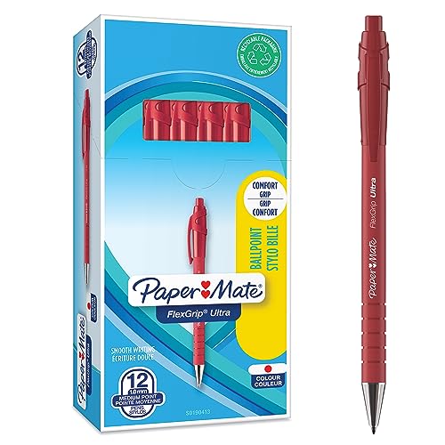 Paper Mate Flexgrip Ultra bolígrafo retractilpunta mediana (1,0 mm) rojocaja de 12