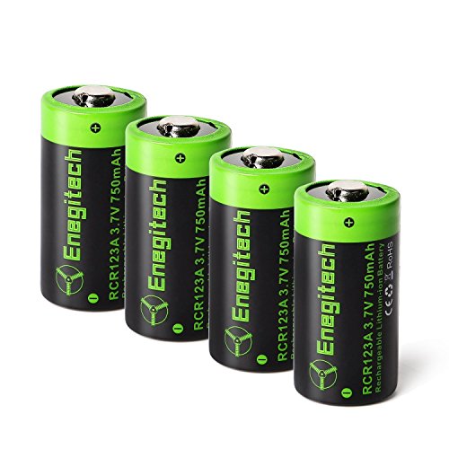 Arlo Batteries Rechargeable, Enegitech CR123A Rechargeable Lithium 3.7V 750mAh RCR123A 16340 Battery for Arlo Camera, 4 Pack Arlo Batteries Rechargeable, Enegitech CR123A Rechargeable Lithium 3.7V 750mAh RCR123A 16340 Battery for Arlo Camera, 4 Pack
