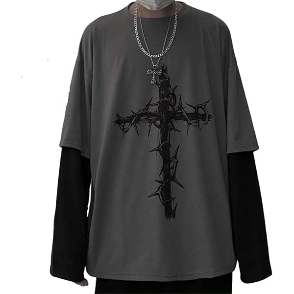 Men Women Gothic Long Sleeve Top Graphic Tee – Emo Y2K Grunge