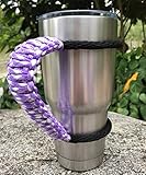MOCE Handmade Paracord Handle for Yeti/Rtic/Ozark Trail Rambler 30 Oz Tumbler. Purple/White
