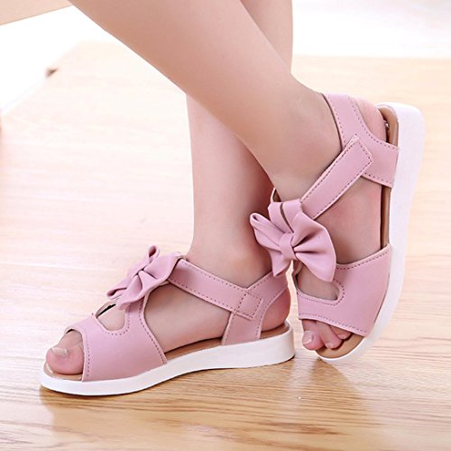 Tenworld Baby Toddler Girls and Little Girls Cut Out Bow Dress Flat Sandals (US Toddler 9M, Pink)
