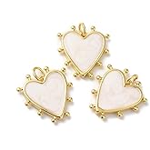 Ornazy 20Pcs White Heart Enamel Pendants Elegant Brass Love Charms Pendants for Jewelry Making DIY Keychain Crafts