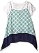 My Michelle Girls' Big Printed Tank with Crochet Pom Trim and Tee Underneath