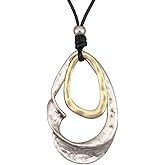 Bjesinmo Large Pendant Necklaces Layered Boho Circle Leather Choker Chunky Boho Necklace for Women Long Sweater Necklace Jewelry