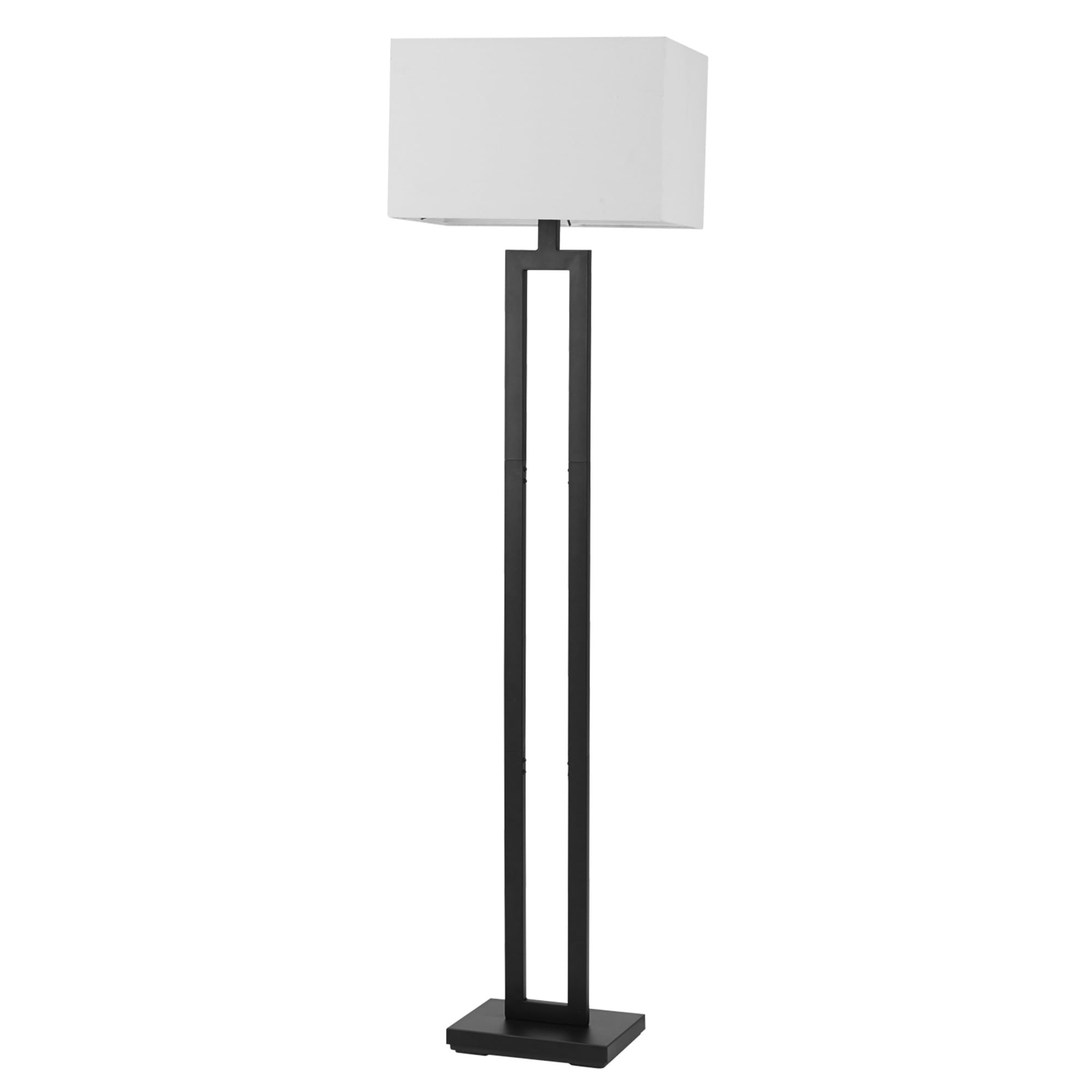 Photo 1 of GLOBE Electric 67046 58" Floor Lamp, Matte Black Finish, White Linen Rectangular Shade, Modern Geometric Cutout Design, E26 Base
