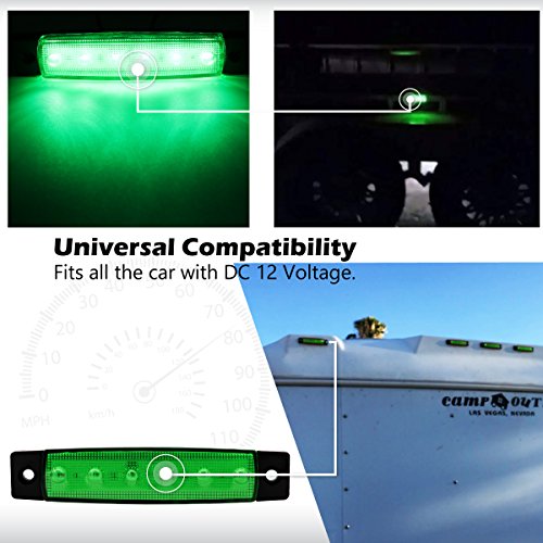 image for Meerkatt (Pack of 20) 3.8 Inch Green 6 LED Mini Side Clearance Marker 