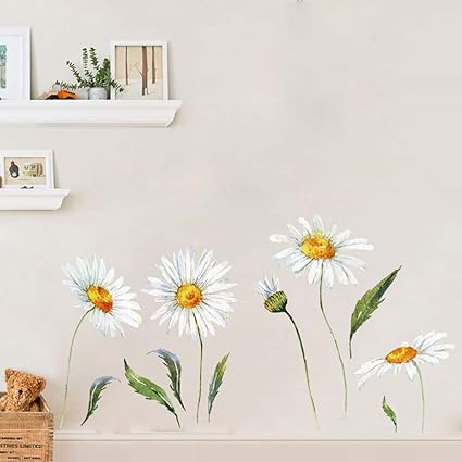 Amazon Com Daisy Wall Stickers Removable Flower Wall Decals