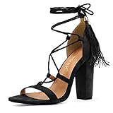 Allegra K Women's High Heel Tassel Lace Up Sandals
