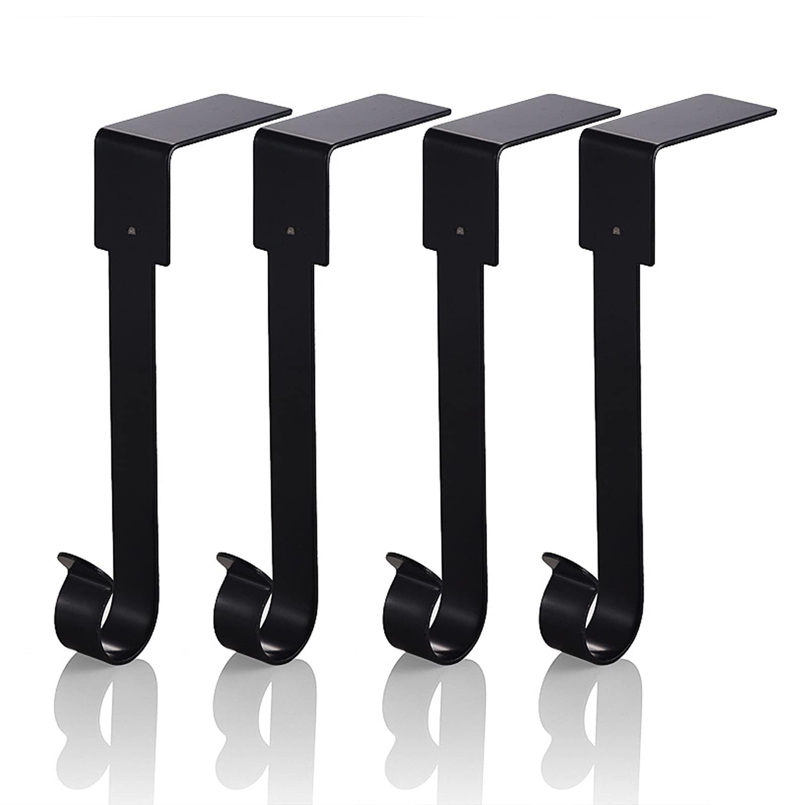 Runmeihe 4 Pack Christmas Stocking Hangers For Fireplace, Metal Hooks For Hanging Christmas Stockings,Christmas Stocking Holder For Christmas Decorations (Black)