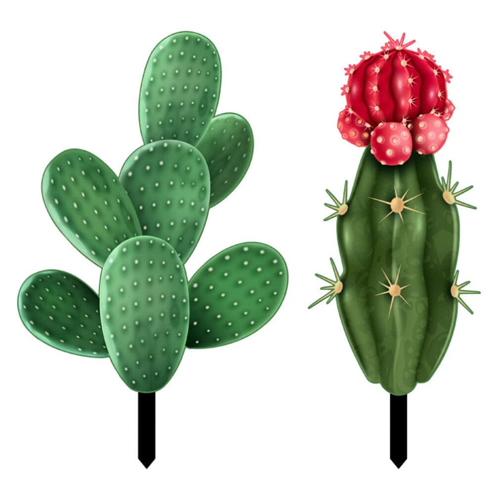 Milisten Cactus Garden Stake Sign 2Pcs Acrylic Outdoor Plant Decoration Vibrant Garden Signs for Lawn and Courtyard