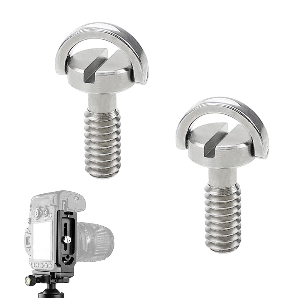 YPLonon 2 PCS Camera Tripod Screws 1/4" Tripod Quick Release Screws Universal Tripod Replacement Screw Thread Adapters with Flat Head Screwdriver Slot for Tripod Monopod (QR) Plate DSLR SLR