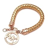 Women Retro Exquisite Luxury Charm Bracelets Leather Letter (gold)
