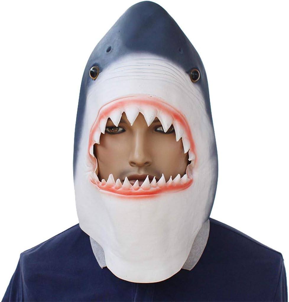 Halloween Novelty Latex Mask | Christmas Costume Party 3D Animal Head Masks Shark Decoration (from US, Multicolor)