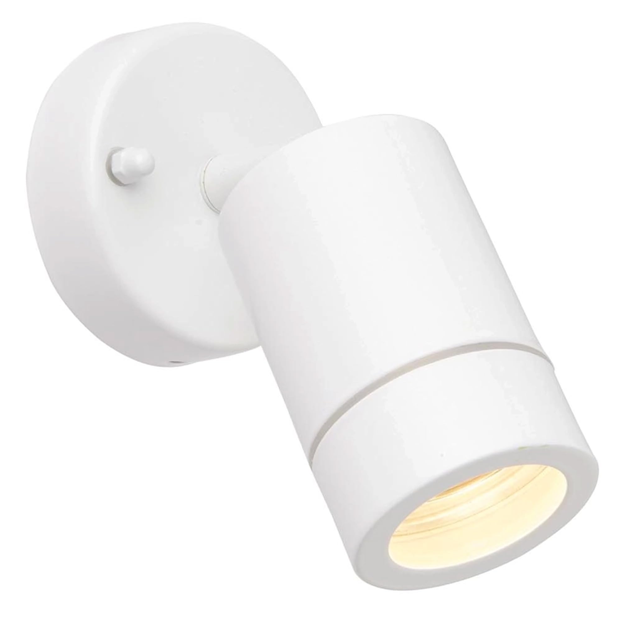 National Lighting Palin Gloss White Steel External Outdoor Security GU10 Adjustable Tilt Wall Spot Light IP44 Rated