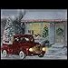Northlight LED Lighted Fiber Optic Santa in Truck Christmas Canvas Wall Art 11.75