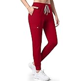 Medical Scrub Pants for Women, Soft Jogger Pant Scrub Bottoms with Zip Pocket Drawstring Mid-Rise Yoga Slim Cargo Pants