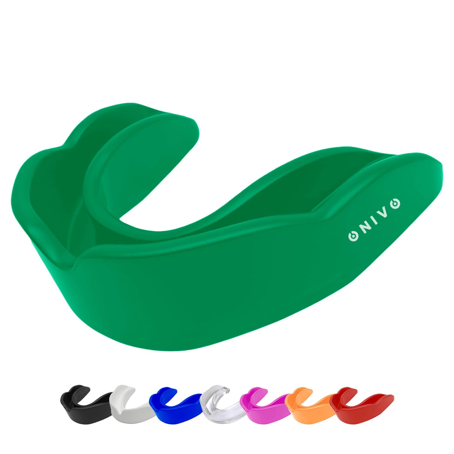 ONIVO Mouth Guard for Men and Kids 12+, Durable Gum Shield for Boxing, MMA, Rugby, Hockey Martial Arts, Judo, Karate and Other Sports (Green, Adult Above 11 Years)