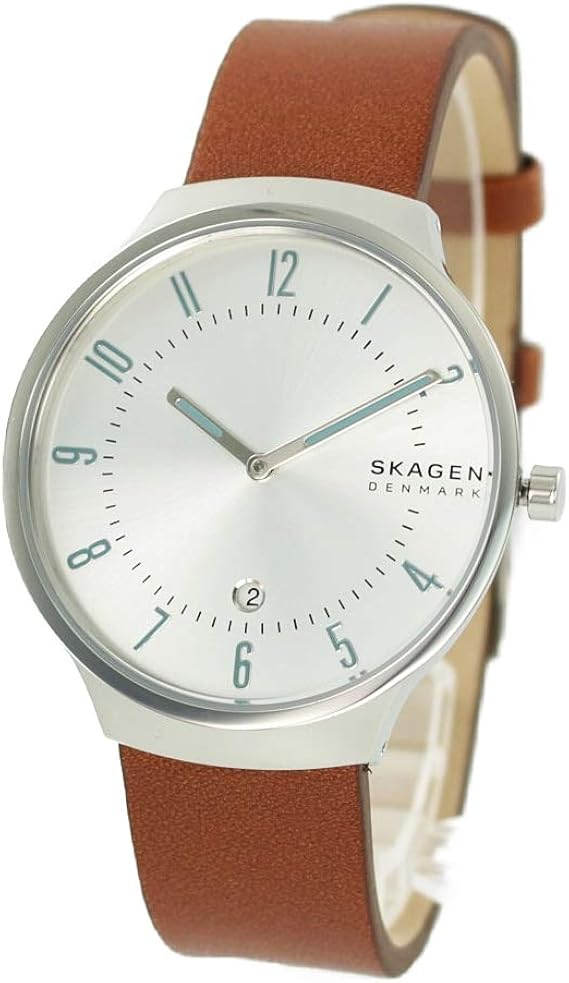 Amazon スカーゲン Skagen メンズ レディース 北欧 時計 グレーネン シンプル 薄型 スリム シルバー文字盤 ブラウンレザー 茶色 男女兼用 Skw6522 腕時計 並行輸入品 腕時計 腕時計 通販