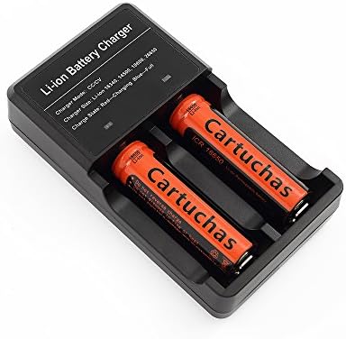 Cartuchas 2 Pack of 3.7v Li-ion Rechargeable Batteries and Li-ion 18650 18500 14500 Battery Charger